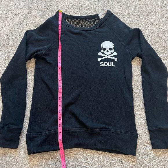 Soulcycle Women's Skull and Crossbones Black Sweatshirt Mesh Size S‎ - Picture 7 of 8